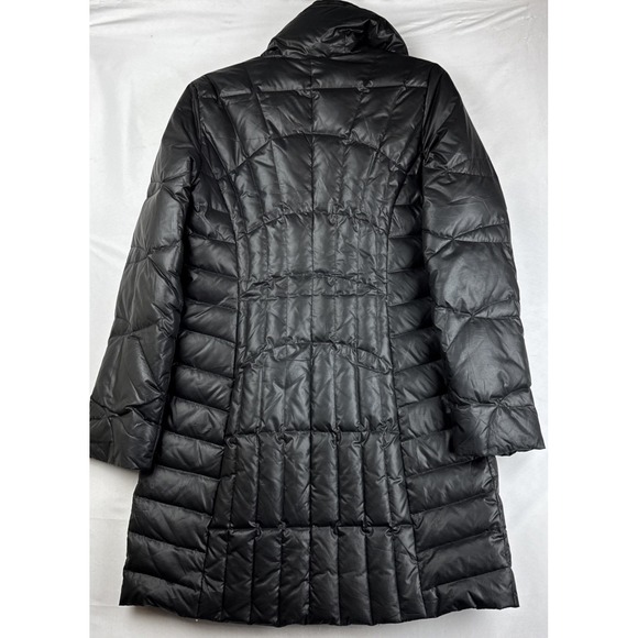GUESS Los Angeles Puffer Women Doen Coat Jacket S Black Quilted Mid-Length Zip - Picture 2 of 11